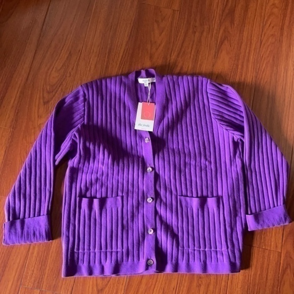 NWT The Frolic Maternity soft ribbed cardigan in purple set coord size 6 US - Picture 4 of 13